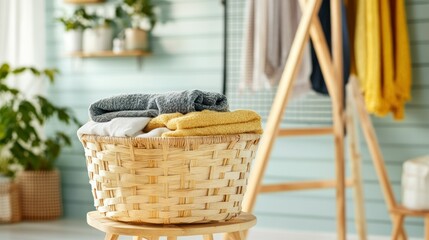 Obraz premium Laundry basket filled with clothes (1)