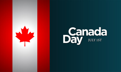 Canada day template design with flag on green background.