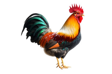 Fototapeta premium Rooster bantam crows isolate on white background. Ai Generated Images