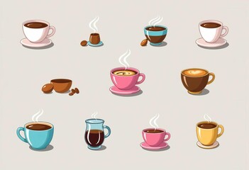 Set of pixel-perfect coffee icons; editable stroke, scalable vector illustrations,  design,  caffeine