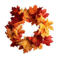 Fototapeta premium Autumn wreath made of vibrant leaves.