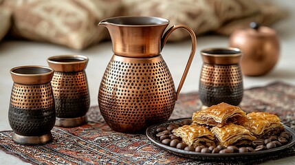 Copper Coffee Set with Baklava