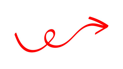 Fototapeta premium Hand-drawn swirling arrows Hand-drawn simple lines. red arrow with transparent background. vector illustration