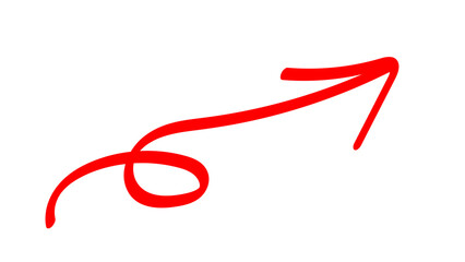 Fototapeta premium Hand-drawn swirling arrows Hand-drawn simple lines. red arrow with transparent background. vector illustration