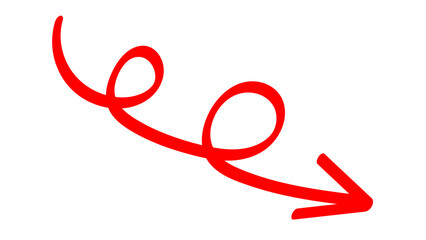 Hand-drawn swirling arrows Hand-drawn simple lines. red arrow with transparent background. vector illustration