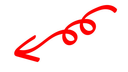 Hand-drawn swirling arrows Hand-drawn simple lines. red arrow with transparent background. vector illustration