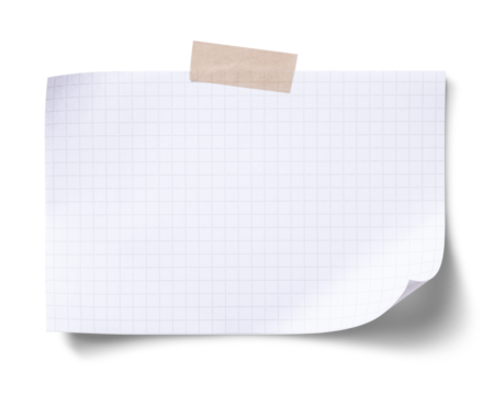 テープで留められた、グリッドのあるメモの紙片 - Powered by Adobe