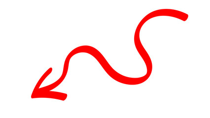 Hand-drawn swirling arrows Hand-drawn simple lines. red arrow with transparent background. vector illustration