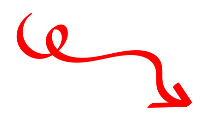 Hand-drawn swirling arrows Hand-drawn simple lines. red arrow with transparent background. vector illustration