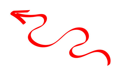 Hand-drawn swirling arrows Hand-drawn simple lines. red arrow with transparent background. vector illustration