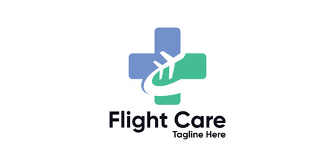 logo design combination plane and plus,logo design care,health,aviation,symbol,icon,idea,creative.