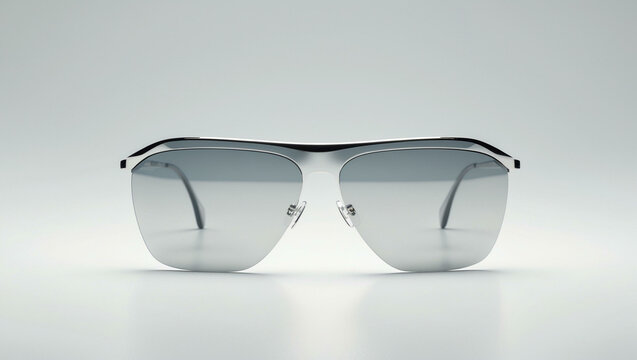 Modern semi-rim aviator sunglasses with black and silver frame and reflective gradient lenses.