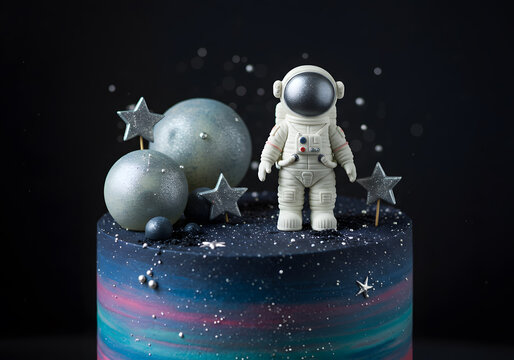 Decorative space cake with astronaut