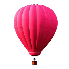 Obraz premium Vibrant pink hot air balloon floating in clear sky with detailed fabric panels and basket beneath, captu adventurous travel and leisure aviation themes