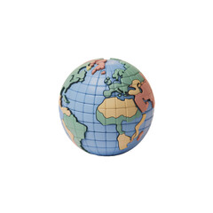 Isometric Earth Globe Model Isolated on white and transparent background. PNG for Geography
