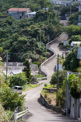 Fototapeta premium 蛇行している田舎の坂道