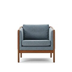 Scandinavian style armchair front view white background.