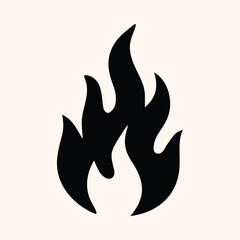 Fire Sign, Fire Flame Silhouette Isolated Vector Icon On White Background. 