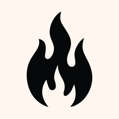 Fire Sign, Fire Flame Silhouette Isolated Vector Icon On White Background. 