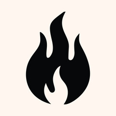 Fire Sign, Fire Flame Silhouette Isolated Vector Icon On White Background. 