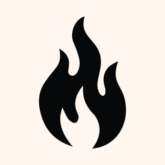 Fire Sign, Fire Flame Silhouette Isolated Vector Icon On White Background. 