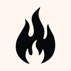 Fire Sign, Fire Flame Silhouette Isolated Vector Icon On White Background. 