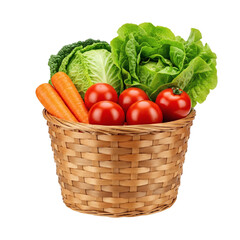 Woven basket filled with fresh vegetables