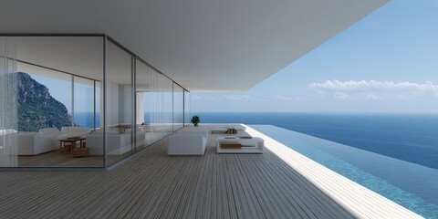 Ocean View Infinity Pool Deck Luxury Living Design by the Sea.