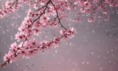 Abstract pink sakura petals gently falling on a dreamy, blurred background ,  overlay,  graphic,  season