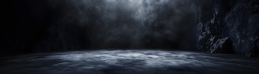 Fototapeta premium Dark, smoky, empty stage setting.