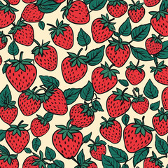 comic style vector strawberry pattern