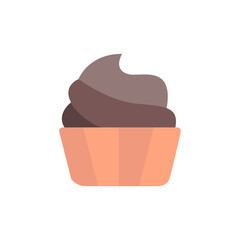 Stylized chocolate cupcake illustration with rich creamy frosting and transparent background