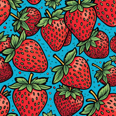 comic style vector strawberry pattern