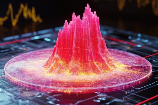 Abstract data visualization, 3D graph, digital display - Powered by Adobe