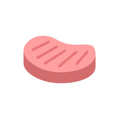 Stylized isometric steak cut with grill marks illustration on transparent