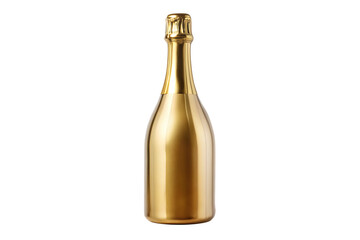 gold champagne bottle elegant on transparent background