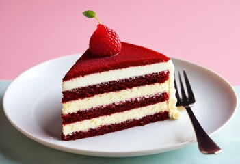 There's a cake on the plate with a fork on it