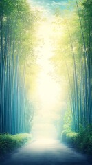 Naklejka premium Sunlit Bamboo Path