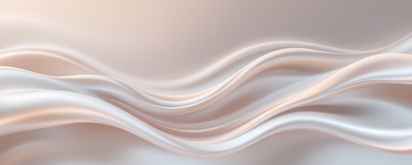 Obraz premium Smooth, flowing waves of soft, metallic material create an elegant abstract background in pastel tones.