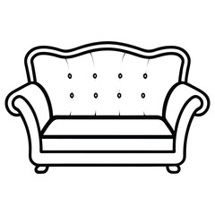 Black leather sofa isolated on white background with a classic and comfortable design