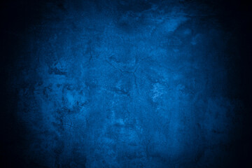 Old wall pattern texture cement blue dark abstract  blue color design are light with black gradient background.