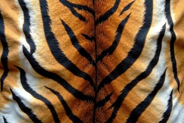 Striking Simulated Feline Coat Pattern A Detailed Textile Texture Showing Rich Orange, Black, and White Hues
