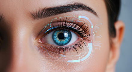 Blue Eye Scan: Futuristic Technology Interface Overlay