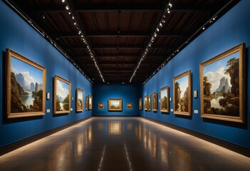 Fototapeta premium The museum walls seen have paintings