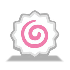 Simple, stylized illustration of kamaboko (surimi), a Japanese fish cake.