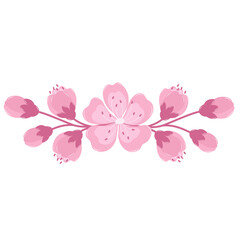 Cherry Blossom Flower Border Frame. Flat and Simple Pink Sakura.