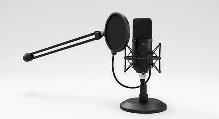 Streaming Microphone with Pop Filter – Isolated on White