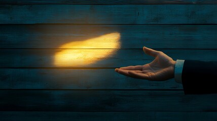 human hand reaching for light with dark background concept of achieving success