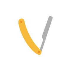 Simple illustration of a straight razor with curved handle design concept