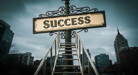 Obraz premium Urban Ascent: Reaching Success
